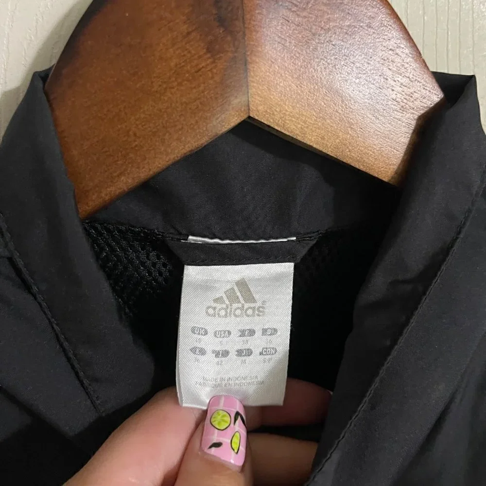 Adidas Womens Black Full Zip 3 Stripe Logo Pockets Full Zip Track Jacket Small - Picture 2 of 6